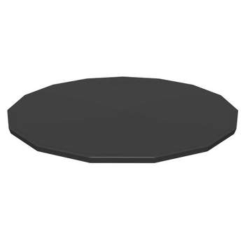 Bestway Flowclear PVC Round 15 Foot Pool Cover for Above Ground Frame Pools with Drain Holes and Secure Tie-Down Ropes, Black (Cover Only)