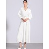 INSPIRE CHIC Women's Casual Pleated Collar V Neck Belted Maxi Dresses - 4 of 4