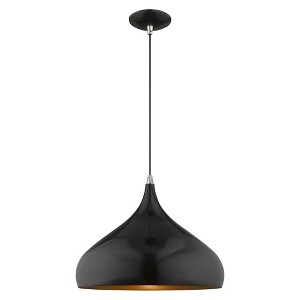 Livex Lighting Metal Shade 1 - Light Chandelier in  Shiny Black - 1 of 2