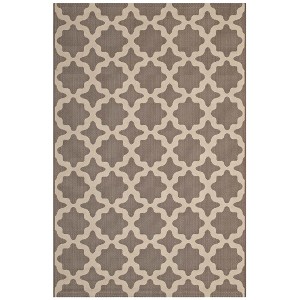 Modway Cerelia Moroccan Trellis 9x12 Indoor and Outdoor Area Rug in Light and Dark Beige - 1 of 4