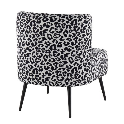 Contemporary Black Slipper Chair with Leopard Fabric