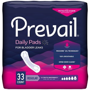 Prevail Daily Pads Female Incontinent Pad Regular Length 16" L PV-923/1, Ultimate, 132 Ct - 1 of 3