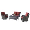 Gymojoy 5 Piece Outdoor Wicker Loveseat Sofa with Patio Swivel Glider Chairs with Coffee Table and Side Table - 2 of 4