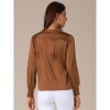 INSPIRE CHIC Women's Satin Puff Long Sleeve Mock Neck Tie Front Casual Business Work Shirts - 4 of 4