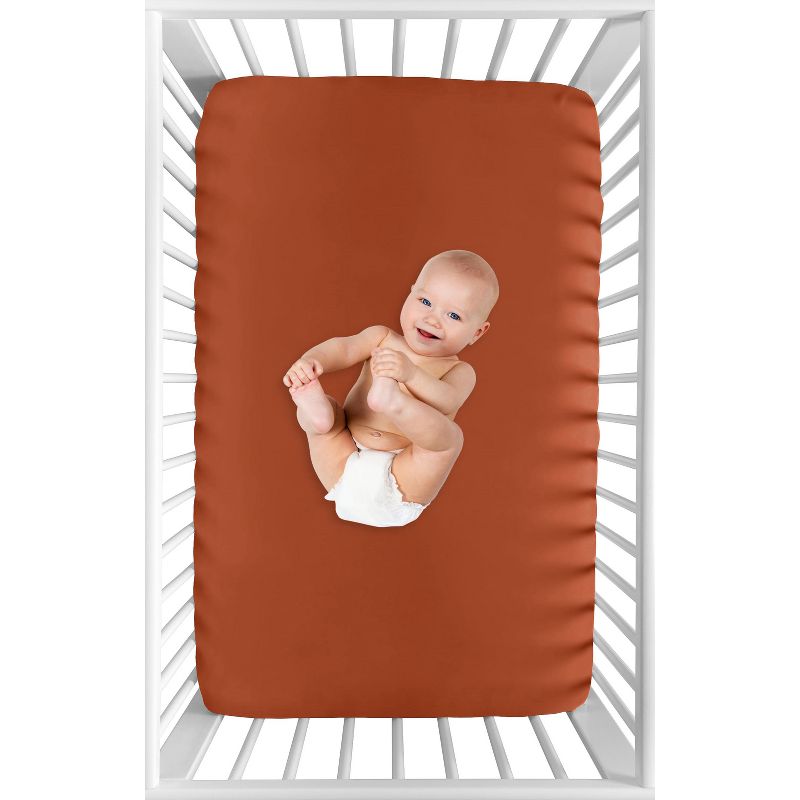 Sweet Jojo Designs Gender Neutral Unisex Baby Fitted Mini Crib Sheet Boho Fringe Rust Orange, 4 of 6