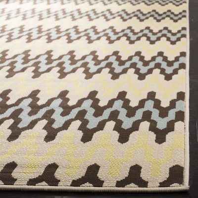 Light Blue and Green Geometric Outdoor Area Rug