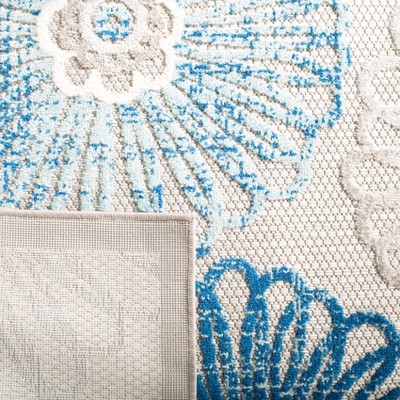 Cabana Bloom 9' x 12' Blue Floral Easy-Care Outdoor Rug