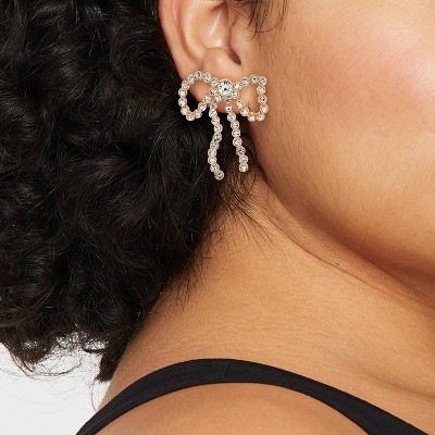 Pave Bow Statement Earrings - A New Day Gold - image 2
