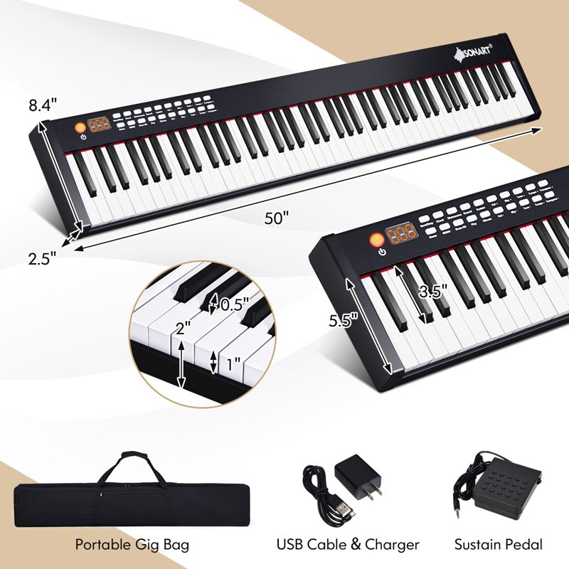 Costway 88 Key BX-Ⅱ Digital Piano MIDI Keyboard, 3 of 11