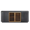 Okak Wooden Vertical Stripe Sideboard Cabinet, Buffet Cabinet with 4 Glass Doors, Storage Cabinet for Living Room, Dining Room, Black - 4 of 4