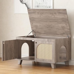 FURNIinspire Pet Crates and Houses, Hidden Cat Crates with Storage Removable Scratcher, Modern Pet Crates for Home, Gray, 31.5"*19.7"*19.7" - 1 of 4