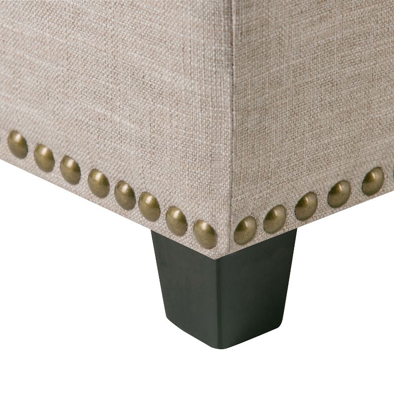 48&#34; Large Stanford Storage Ottoman Natural Linen Look Fabric - WyndenHall, 6 of 8