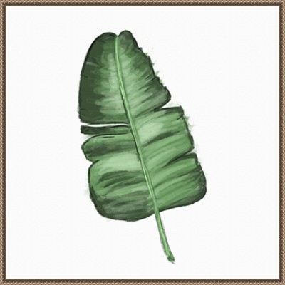 Leaves of the Tropics I Green Canvas Print with Bronze Frame