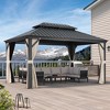 PURPLE LEAF Outdoor Gazebo Aluminum Frame Galvanized Steel Double Roof Patio Hardtop Gazebo with Curtains and Netting for Patio Lawn and Garden - 2 of 4