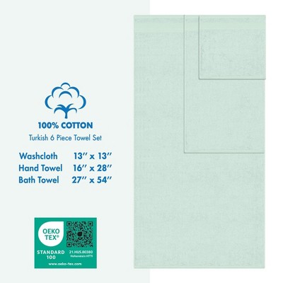 Mint Green Turkish Cotton 6-Piece Bath Towel Set