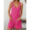Womens Summer Casual Short Romper Scoop Neck Sleeveless Striped Overalls Shorts Jumpsuit with Pockets - 2 of 4