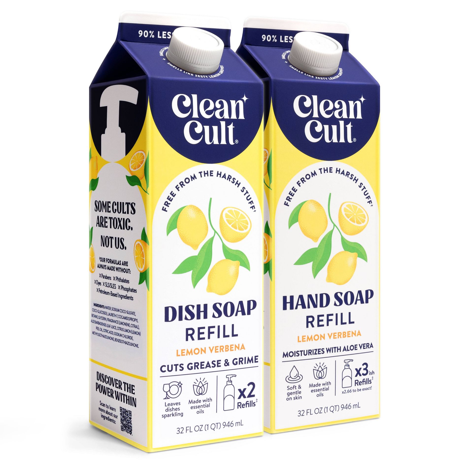 Clean Cult Liquid Hand Soap Refill Lemon Verbena 32 fl oz + 32 fl oz Liquid Dish Soap Refill Lemon Verbena