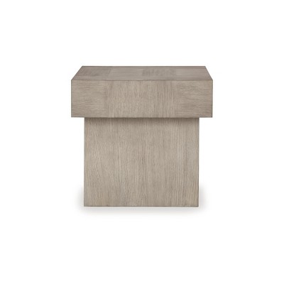 Light Grayish Brown Square Wood End Table