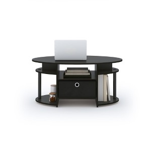 HOMLUX Modern Oval Coffee Table with Side Shelves and Fabric Storage Bin for Living Room - 1 of 4