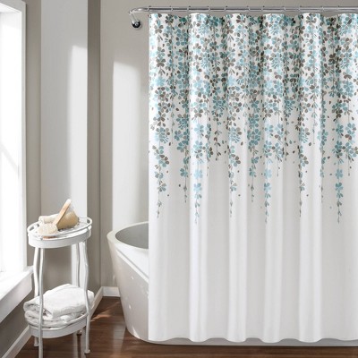Weeping Flower Shower Curtain Blue/Gray - Lush Décor