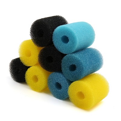 Unique Bargains Pre-Filter Sponge Filter Media for Aquarium Yellow Blue Black 2.6inch Dia 9 Pcs