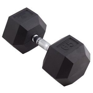 Body Sport Rubber Encased Hex Dumbbell Weight, Strength Training Equipment for Home Gym, Black - 1 of 4