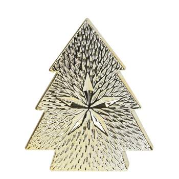 Northlight 8" Gold Ceramic Textured Tree with Star Table Top Christmas Decoration