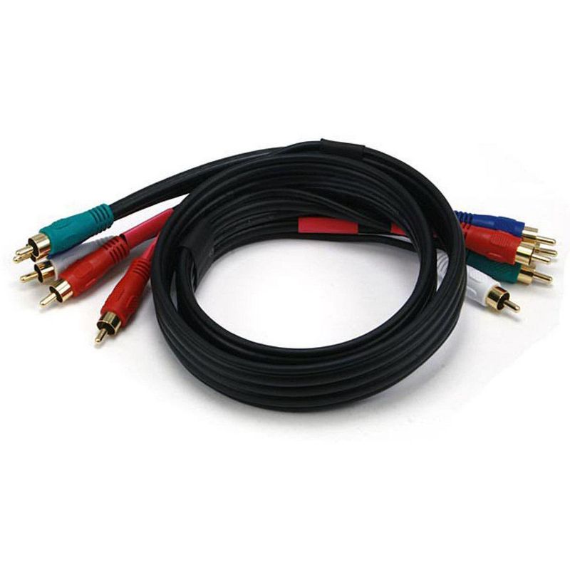 Monoprice Video/Audio Coaxial Cable - 3 Feet - Black | 22AWG 5-RCA Component Gold plate connectors, 1 of 3
