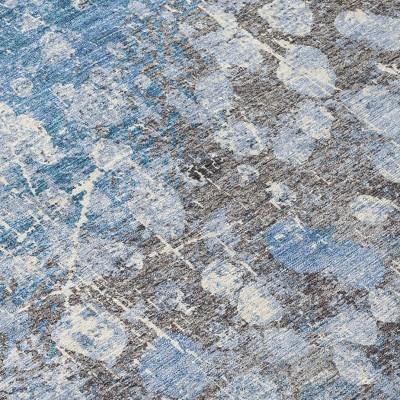 HomeRoots 10' X 14' Blue And Gray Abstract Washable Indoor Outdoor Area Rug
