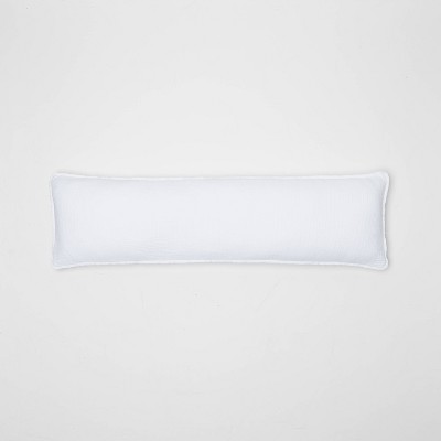Lumbar Textured Chambray Cotton Bed Decorative Throw Pillow White - Casaluna™