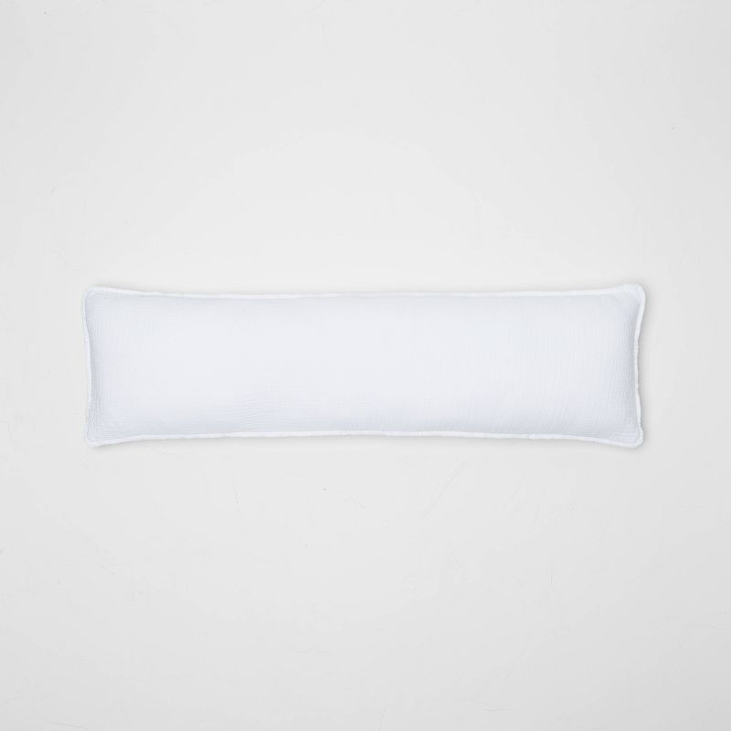 Lumbar Textured Chambray Cotton Bed Decorative Throw Pillow  - Casaluna™, 1 of 5