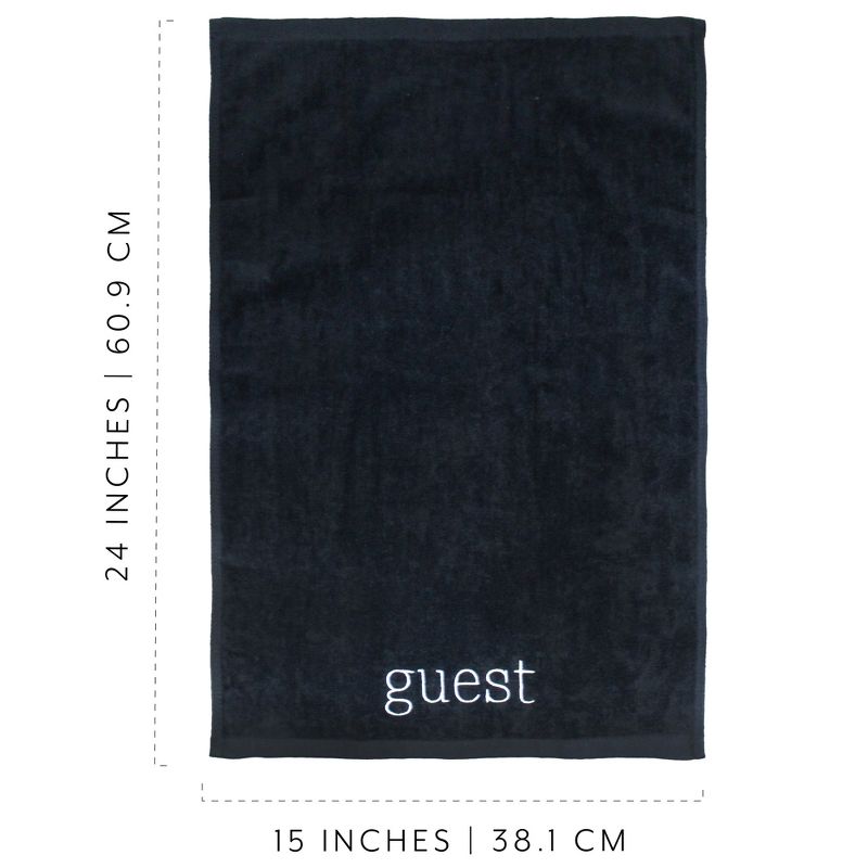 AuldHome Design Black Guest Towels 2pc Set; Guest Monogrammed Hand Towels, 3 of 8
