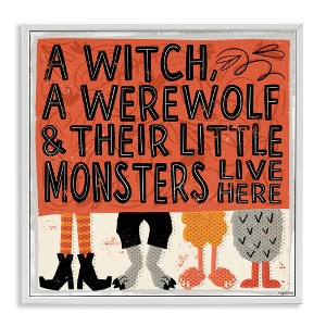 Stupell Industries Witch Werewolf Little Monsters Live Here Halloween Family Framed Giclee Art - 1 of 4