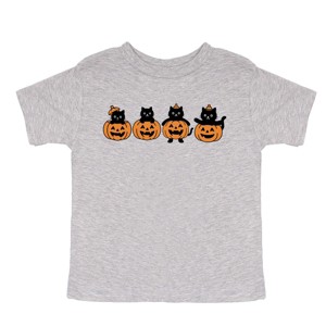 Four Black Cats Pumpkins - Youth Short Sleeve Graphic T-Shirt and Toddler Short Sleeve Graphic T-Shirt - 1 of 3