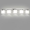 DORESshop 41 in. 5-Light Nickel Modern Square Vanity Light for Bathroom, Bedroom with Curved Arms and Milk White Glass Shades - 4 of 4