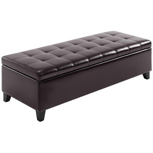 51" Ottoman Storage Bench, Faux Leather Storage Chest with Lift Top, Tufted Ottoman for Living Room, Entryway - 1 of 4