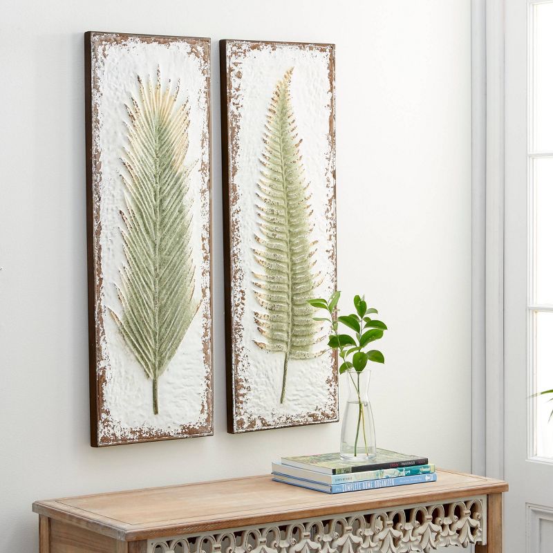 Metal Leaf Wall Decor Set of 2 White - Olivia &#38; May, 2 of 8
