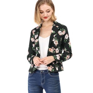 Allegra K Women's Notched Lapel Open Front Business Casual Blazer - 1 of 4