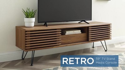 Render 59" Walnut Grain Media Console with Hairpin Legs