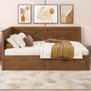 TIRAMISUBEST Twin Size L-Shaped Daybed with 2 Storage Drawers and Rustic Guardrail, Wooden Daybed Frame Sofa Bed with Slats Support - 3 of 4
