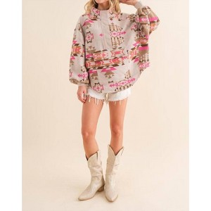 Women's Exclusive Aztec Western Pullover Jacket - Blue B - 1 of 3
