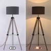 HBEZON 58'' Tripod Floor Lamp, Height Adjustable Rubber Wood Standing Lamp with Foot Switch for Living Room, Bedroom, Office - 3 of 4