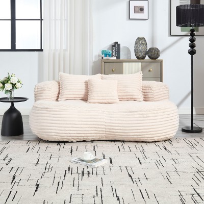 NicBex Corduroy High Back Bean Bag Chair for Adults and Kids,Lazy Loveseat Sofa with 3 Pillows for Living Room,Bedroom,Apartment