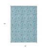 Aqua Blue And Silver Floral Washable Indoor Outdoor Area Rug - 3 of 4