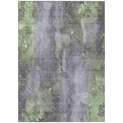 Lavender And Green Floral Washable Indoor Outdoor Area Rug