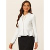 INSPIRE CHIC Women's Vintage Shawl Collar Long Sleeve Ruffle Hem Work Short Blazer - 4 of 4