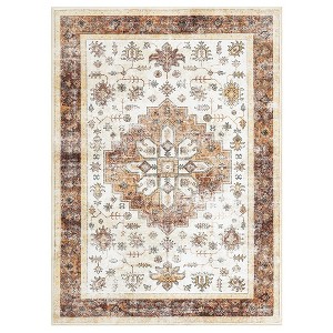 Garvee Soft Floral Area Rug-Stain Resistant-Non Slip Indoor Thin Carpet for Under Dining Table, Bedroom, Nursery Home Office - 1 of 4