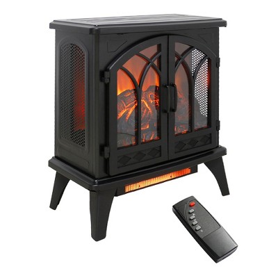 Garvee 24" 3D Infrared Electric Fireplace with Visible Control Panel Remote Control Freestanding Fireplace for Home Office Black One Size