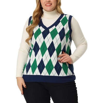 Agnes Orinda Women's Plus Size Cable Knit Sleeveless Pullover Sweater Vest