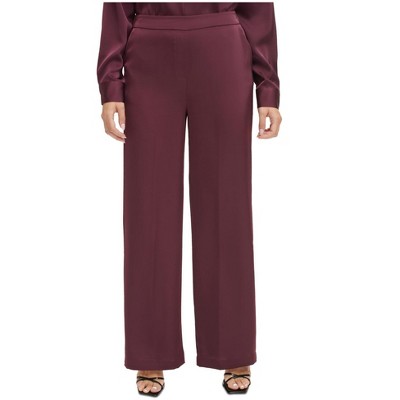 Calvin Klein Womens Pull On Satin Wide Leg Relaxed Casual Pants